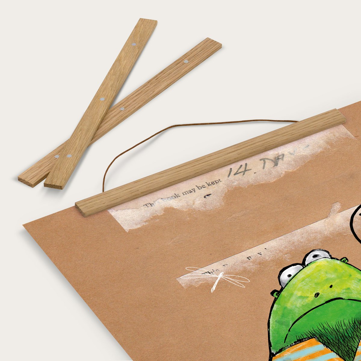 magnetic poster bar - oak, 31 cm length