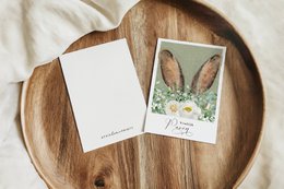 Tarjeta de Pascua - Merry Pascua - Oídos de conejos, tarjeta de Pascua, alegre tarjeta de Pascua, tarjeta A6