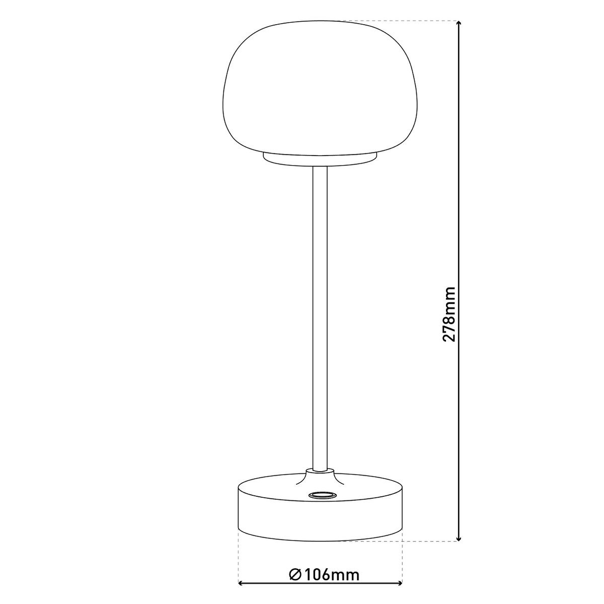 LED -batteri/ bordlampe "Pina" 30 cm høj, lavet af metal (beige) og glas (hvid), integrerede LED'er, varm hvidt