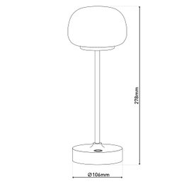 LED -batteri/ bordlampe "Pina" 30 cm høj, lavet af metal (beige) og glas (hvid), integrerede LED'er, varm hvidt