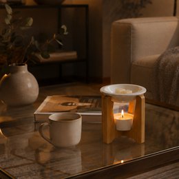 Bruciaprofumi Serie Simplicity - Arco - Ceramica Laccata e Bambù - Idea Regalo - Decorazione Semplice e Moderna