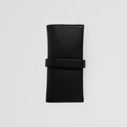 Minimalist Black Leather Watch Roll Case. Leather Case for Watches.