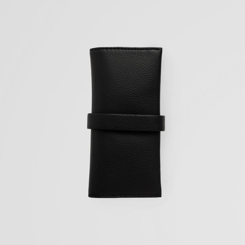 Minimalist Black Leather Watch Roll Case. Leather Case for Watches.