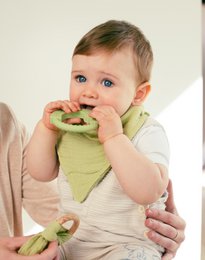 SET DOUDOU + BANDANA + Bijtring - MOD. OSO - BLAUW/GRIJS