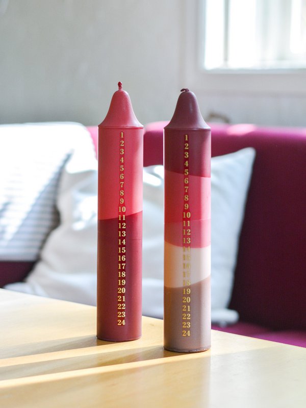Kalenderlys Rot, Fuchsia, Beige & Brown