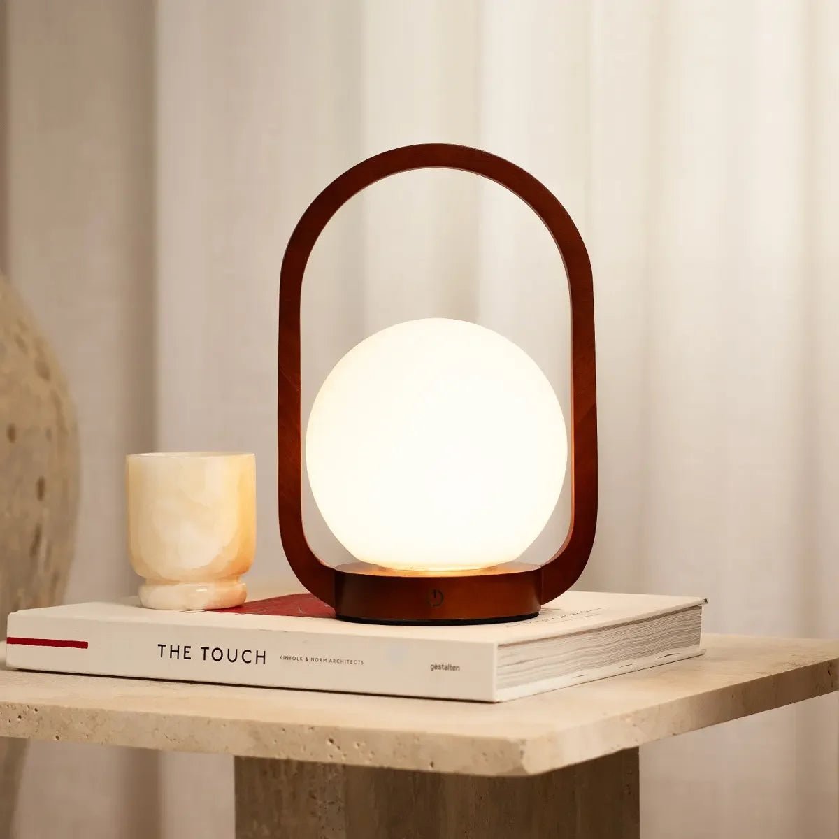 Skye Chestnut Brown Wooden Cordless Lamp