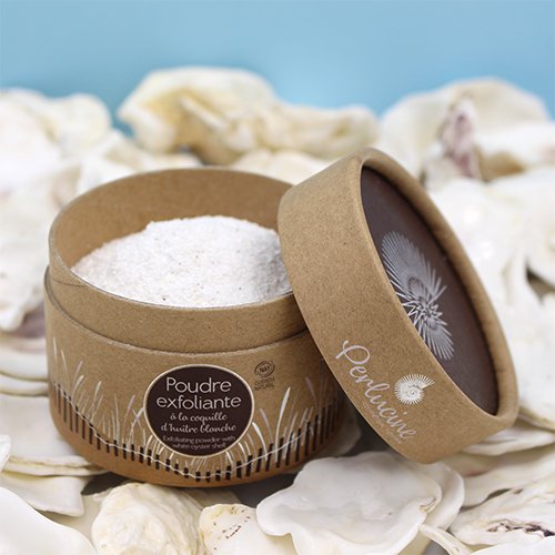 Poudre exfoliante à la coquille d'huître blanche