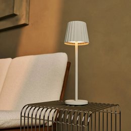 Maya Shadow Grey Ribbed Bordlampe
