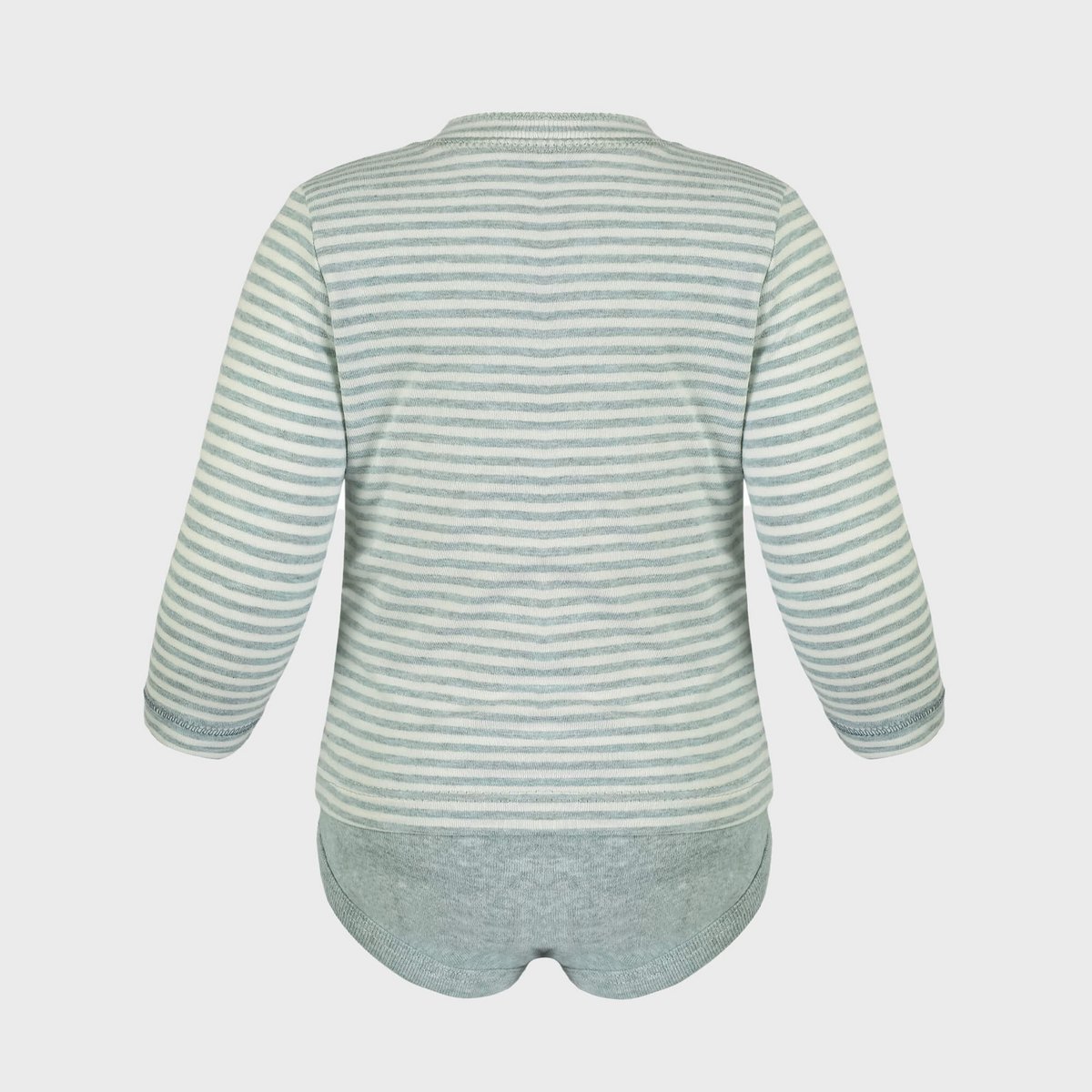 OrganicEra Organic Baby L/S T-shirt Body, Aqua Rayé