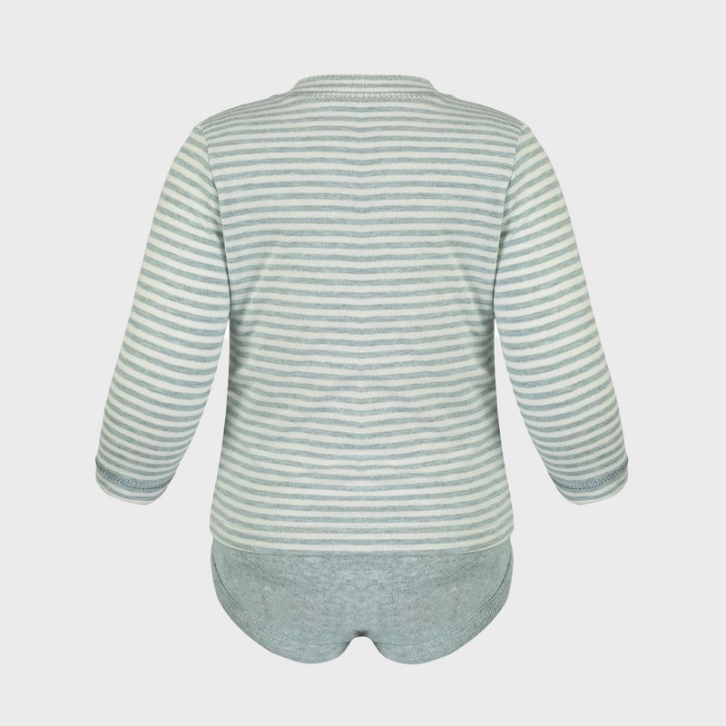 OrganicEra Organic Baby L/S T-shirt Body, Aqua Rayé