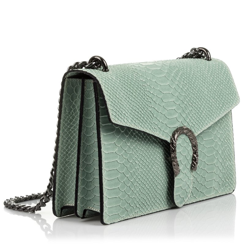 Florence Artegiani. Luce Women's Handbag. Genuine Leather Suede Engraving Snake
