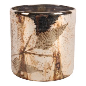 Blätter Teelichthalter 12 cm - Silber - Glas