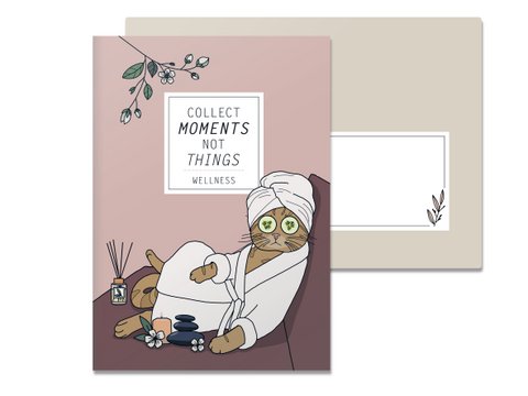 Folding card Collect Moments not Things Wellness, cat