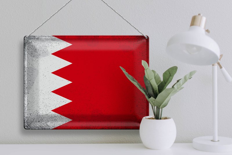 Tin Sign Flag Bahrain 40x30cm Flag of Bahrain Vintage