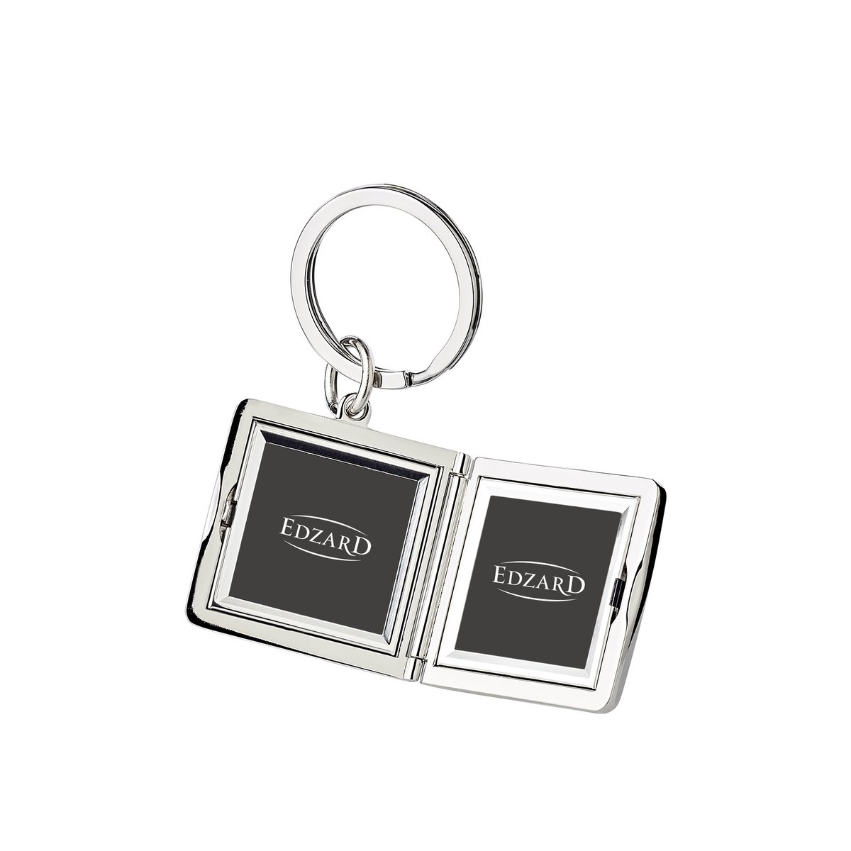 EDZARD sleutelhanger Quadro voor 2 foto's 3 x 3 cm, kan worden geopend, verzilverd, aanslagvast