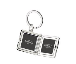 EDZARD sleutelhanger Quadro voor 2 foto's 3 x 3 cm, kan worden geopend, verzilverd, aanslagvast