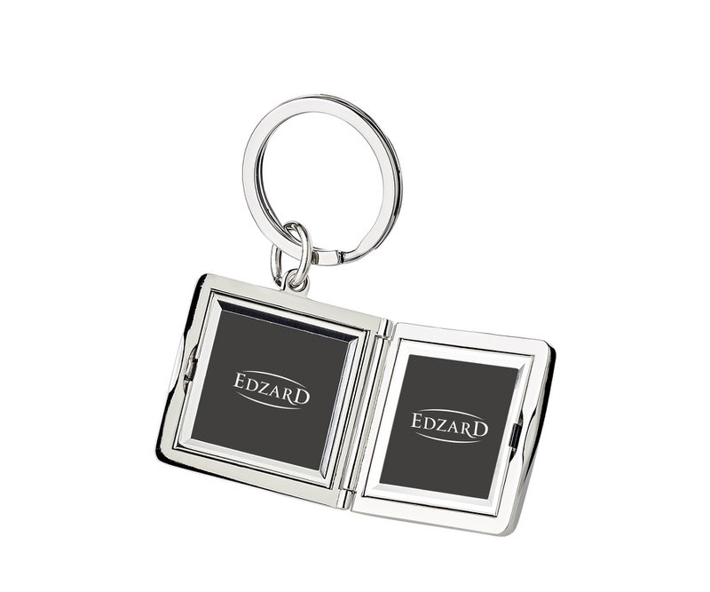EDZARD sleutelhanger Quadro voor 2 foto's 3 x 3 cm, kan worden geopend, verzilverd, aanslagvast