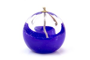 Oil lamp - Blue - ø 10 cm - Crystal - Handmade