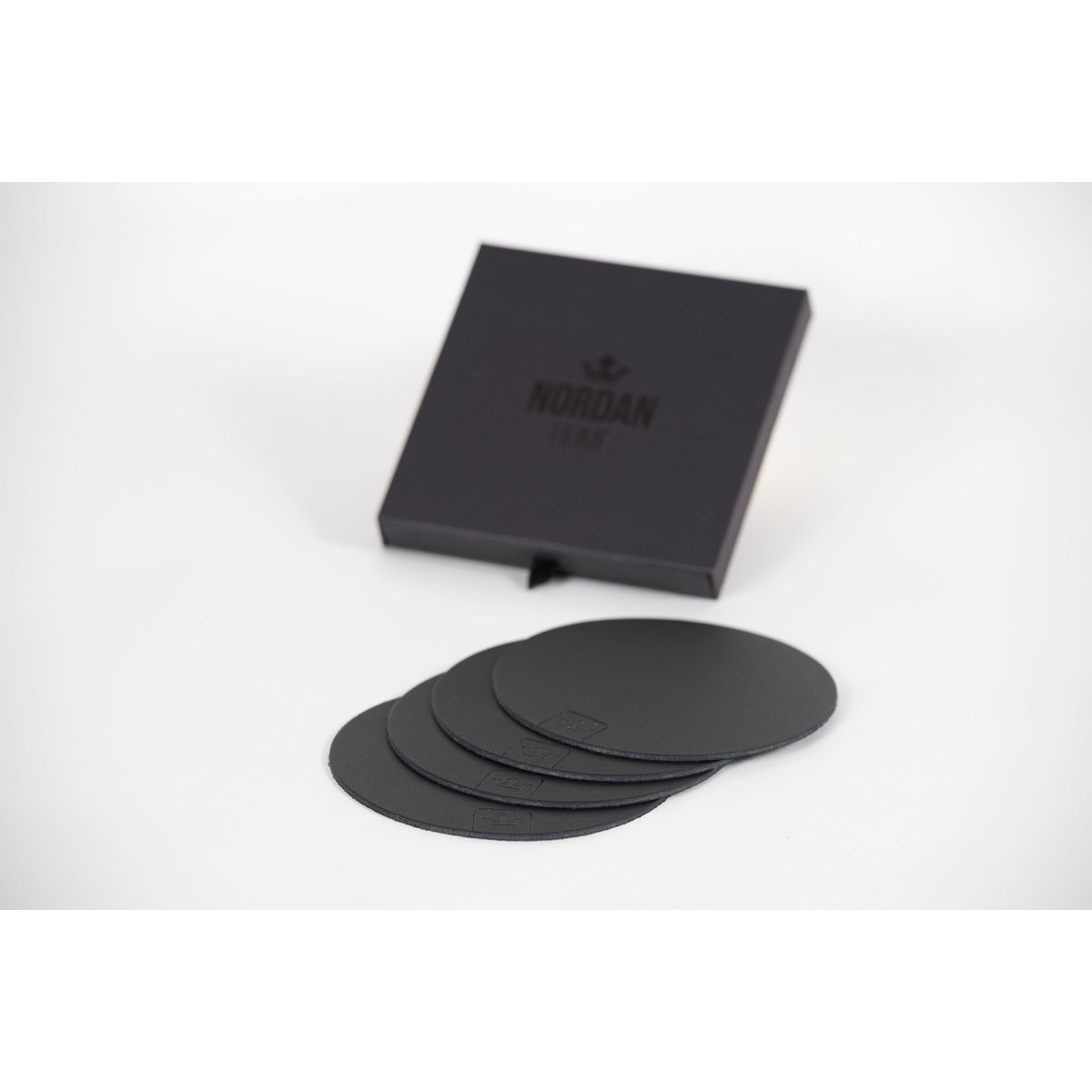 Posavasos de cuero, paquete de 4, negro
