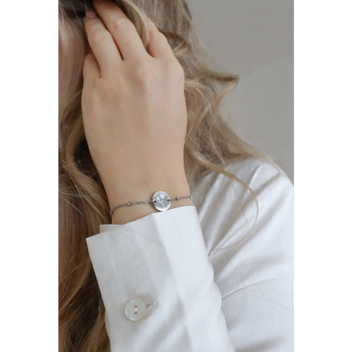 Bracelet Fleur de Naissance - Argent (peut être commandé par mois)