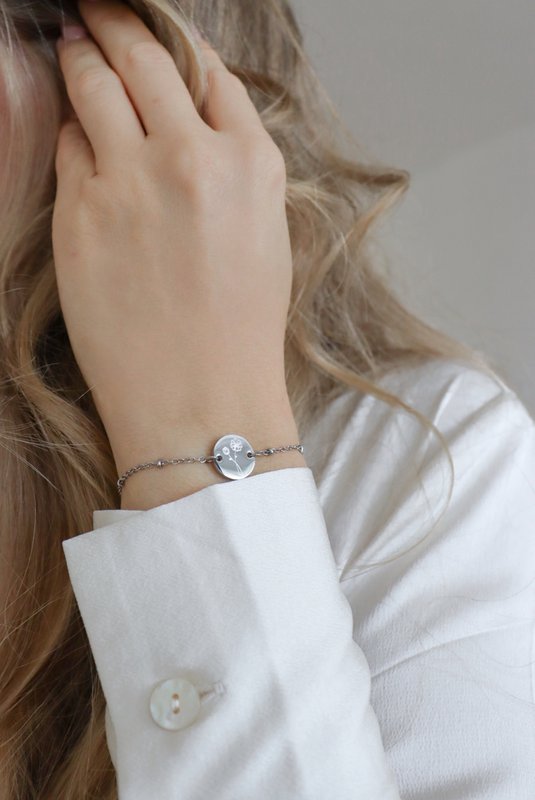 Bracelet Fleur de Naissance - Argent (peut être commandé par mois)