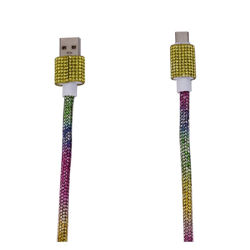 Câble USB à Type-C 1M en Strass Arc-en-Ciel - 10W