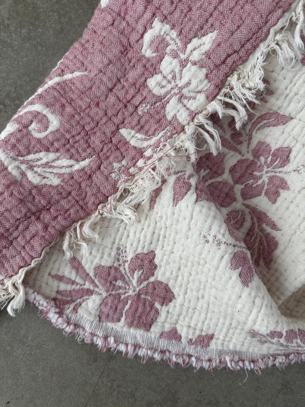 Muslin blanket - ROSE - old pink-white - 2.20 x 2.50 m