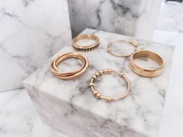 R1062 Classic Anxiety Fidget Ring 10 Boules Doré