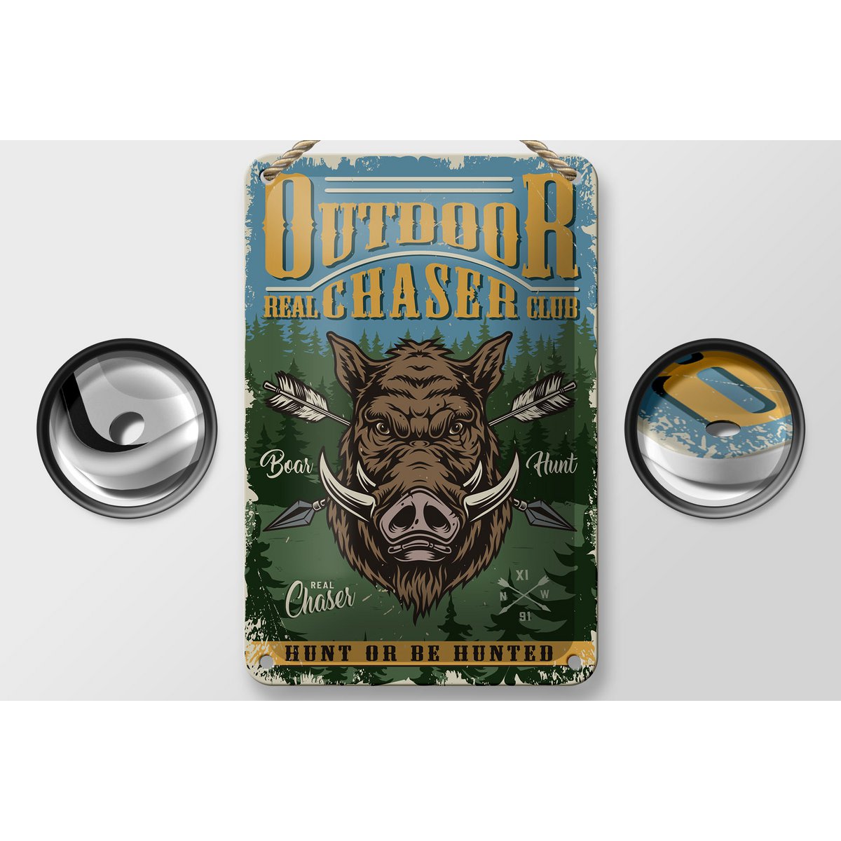 Tin sign outdoor 12x18cm hunting real chaser club decoration