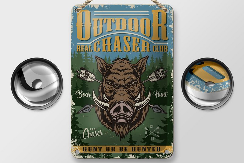 Tin sign outdoor 12x18cm hunting real chaser club decoration