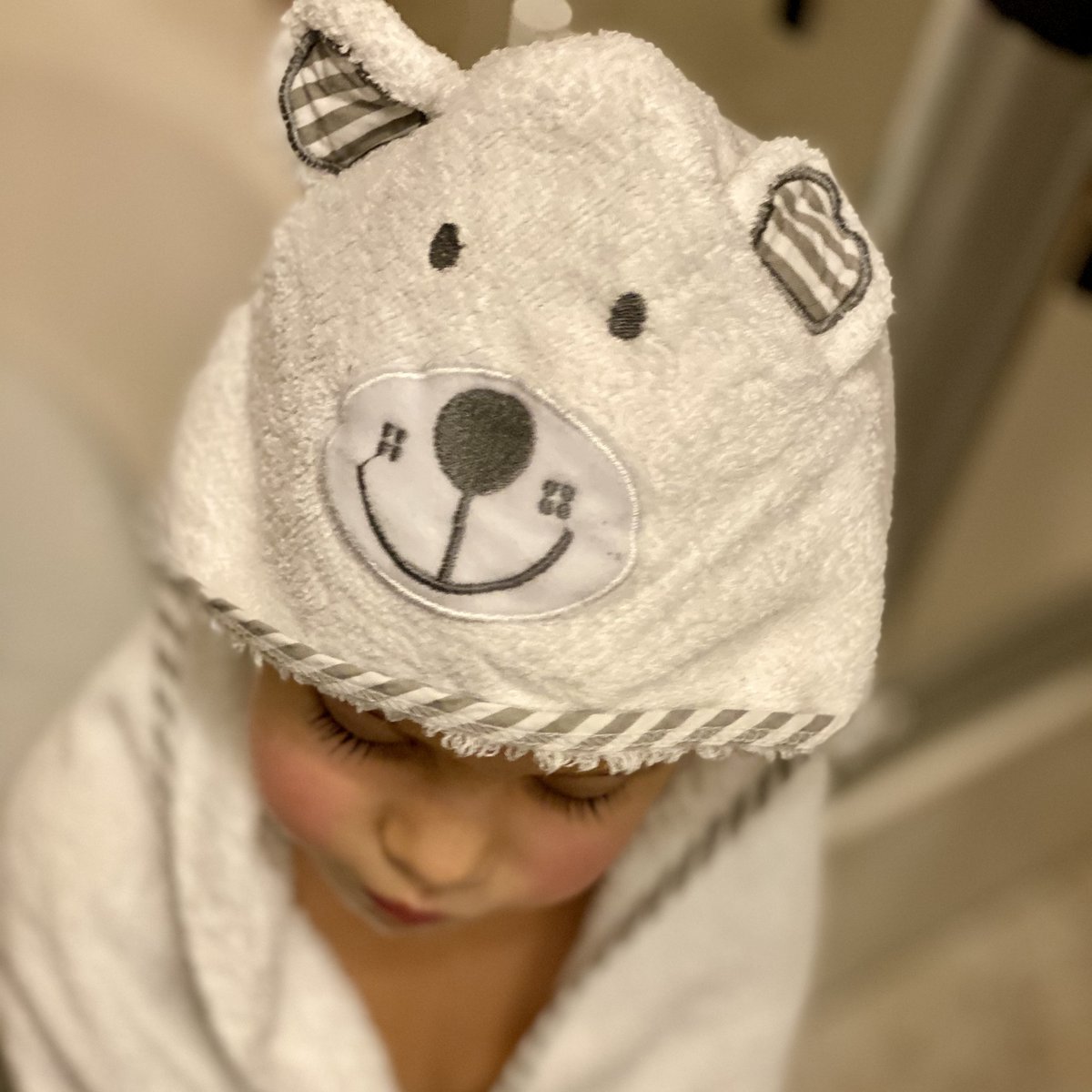 Set asciugamani con cappuccio "Orso" in fibra di bambù