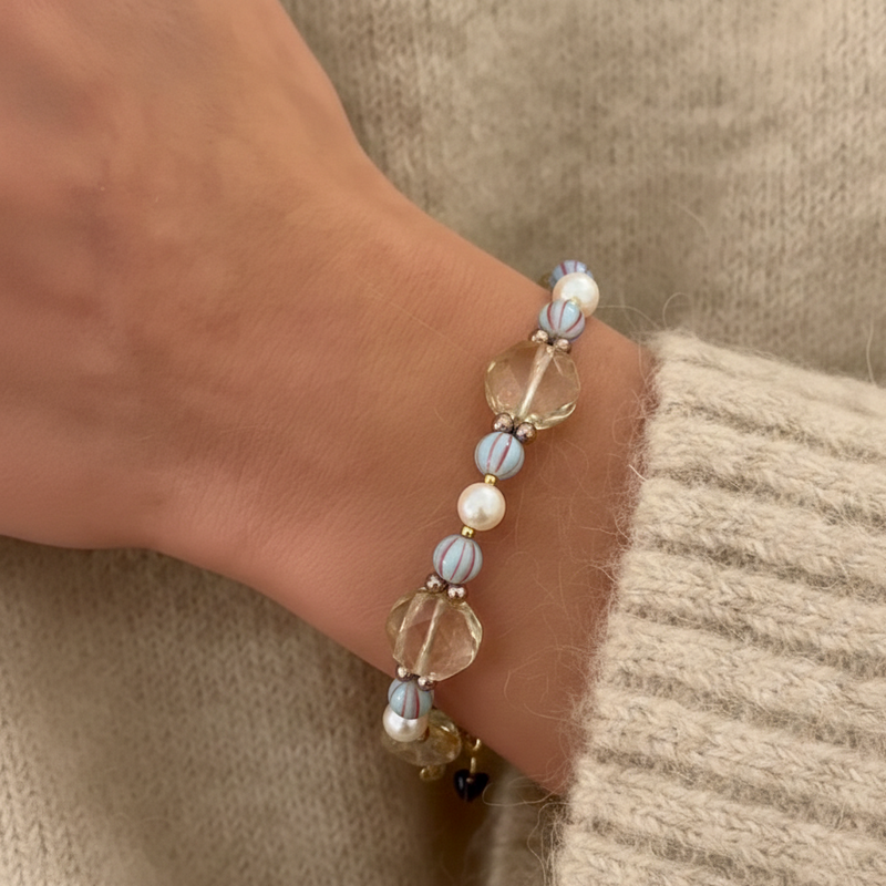 Déclaration de bracelet de perles de cristal hexagonales, extension plaquée or de bijoux élégants