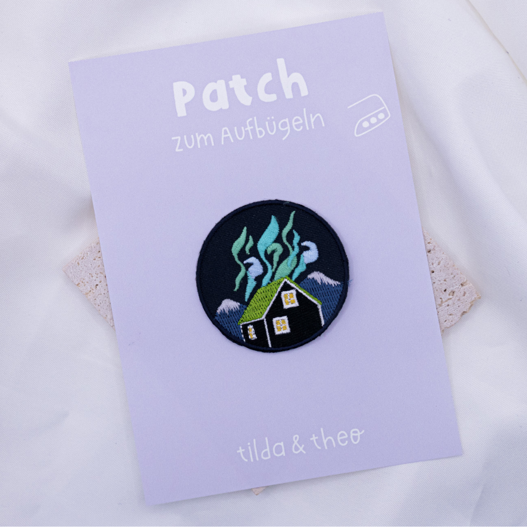 Patch Northern Lights Patch Shirt Iceland House - Gift Shirt Decorate Iron On Patch Travel