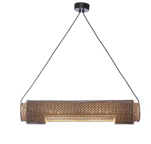 Hängelampe Bhutan Bambus Zylinder 85x18cm. schwarz/natur