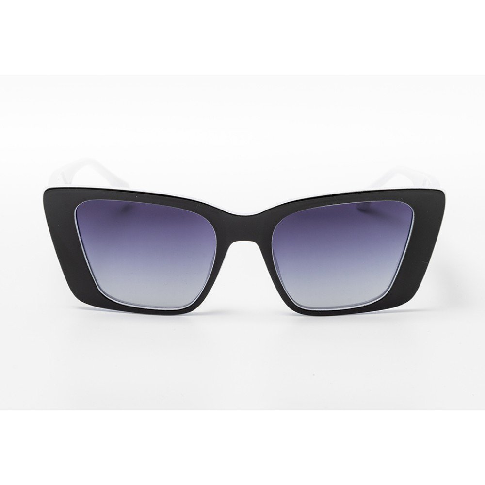 Schwarze Cat-Eye-Sonnenbrille mit Farbverlauf – weißes Rahmendetail | UV400 | Boutique-Brillen
