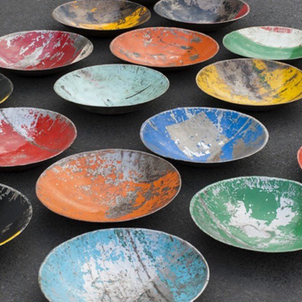 Tazón grande "Leo" Ø 38 cm hecho de barriles de aceite reciclados Upcycling | diferentes colores