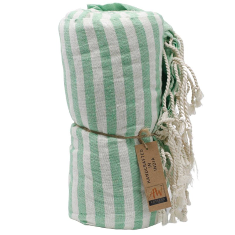 Katoenen Pario Handdoek - 100x180 cm - Picknick Groen