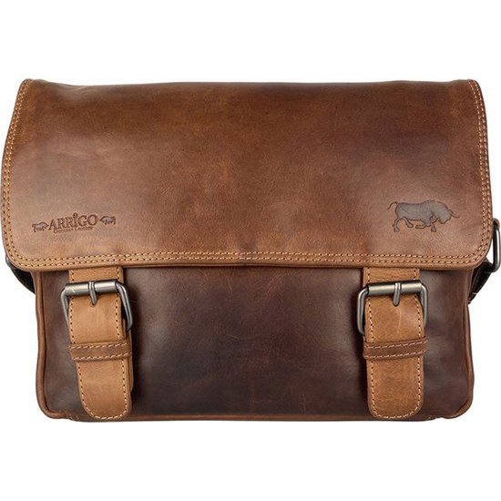 Sac à bandoulière pour femmes - sac de messager en cuir Cognac / sac à bandoulière