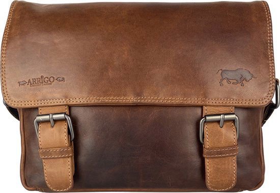 Damer skuldertaske - cognac læder messenger taske / crossbody taske
