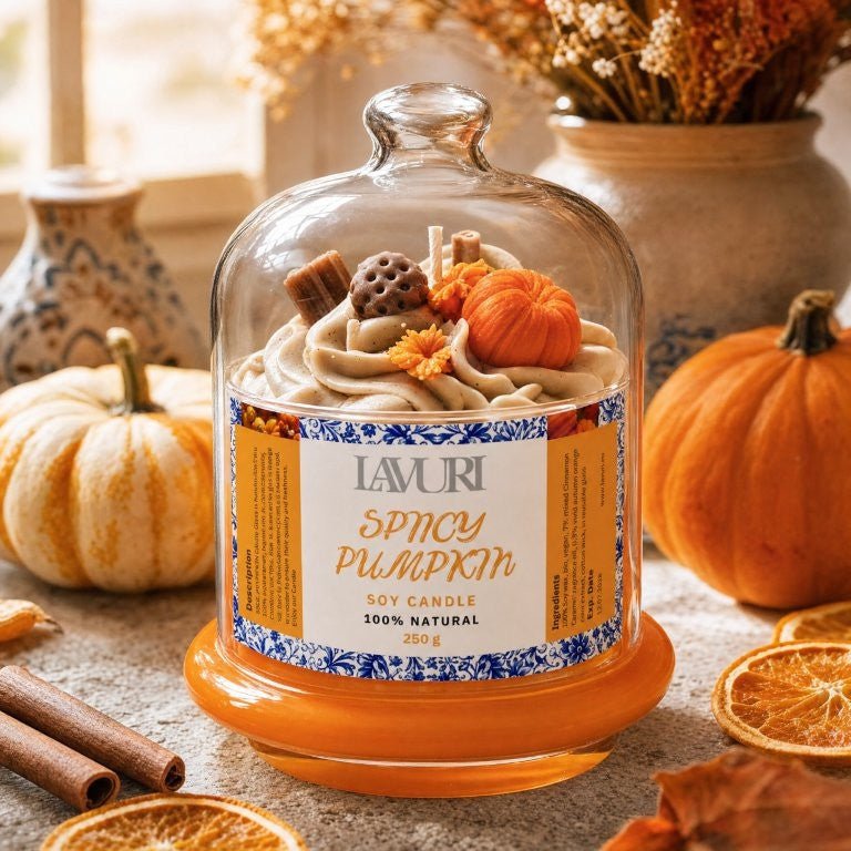 CREATIVE Vela de postre de calabaza picante, aroma a canela hecha a mano Duftkerze