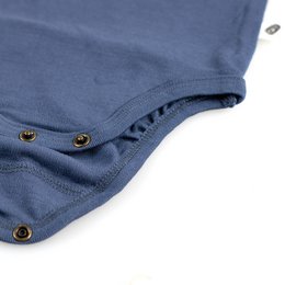Kurzarm-Body aus Wolle – Merinowolle – Vintage Indigo