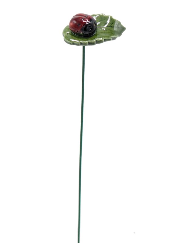 Ladybug on leaf planter ceramic 4 cm