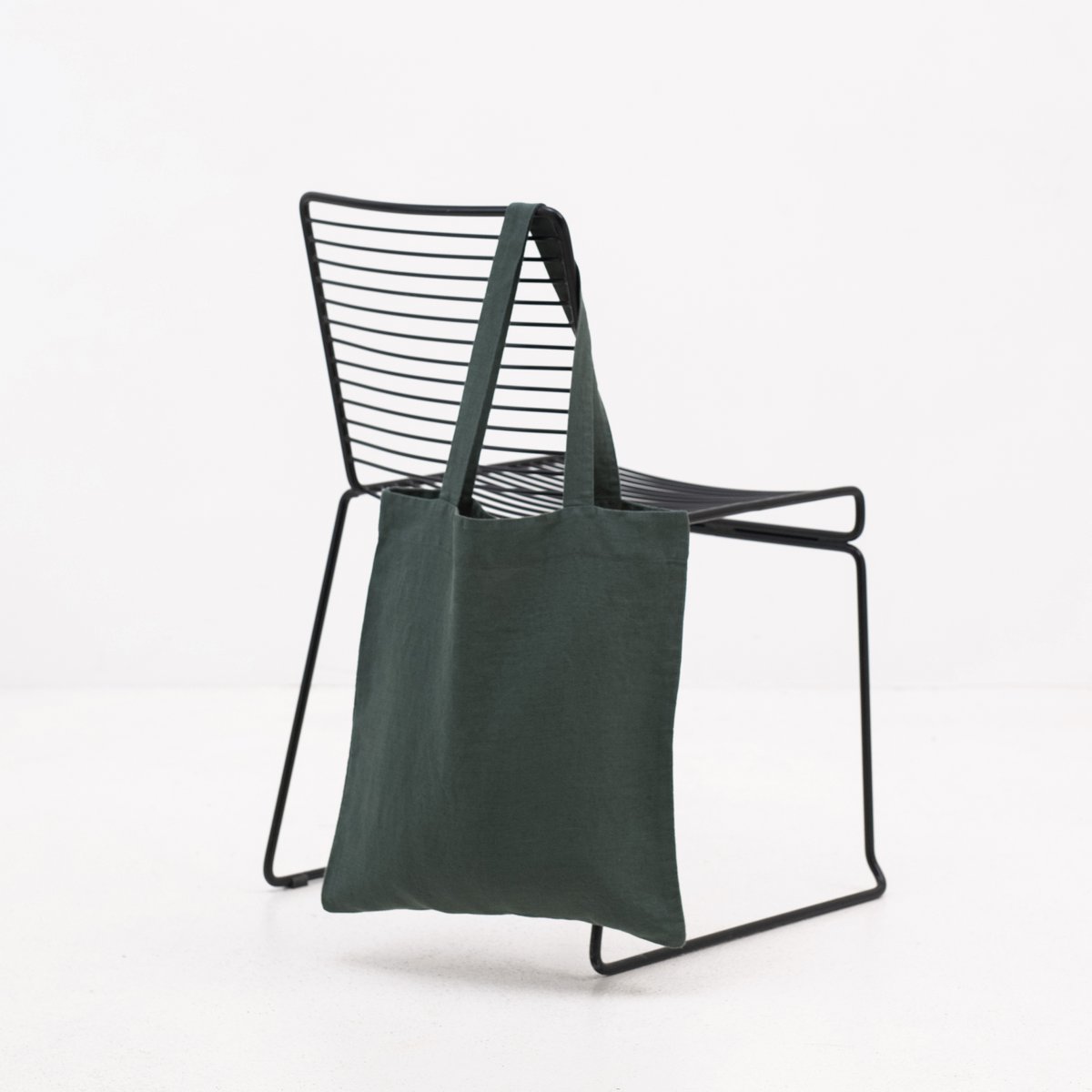 Forest Green Linen Tote Bag