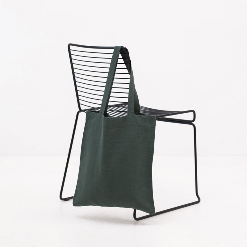 Forest Green Linen Tote Bag