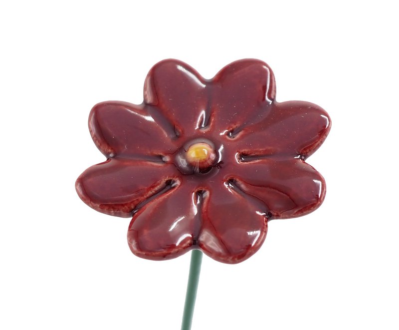 Daisy blomst keramik mini rød 2,5 cm