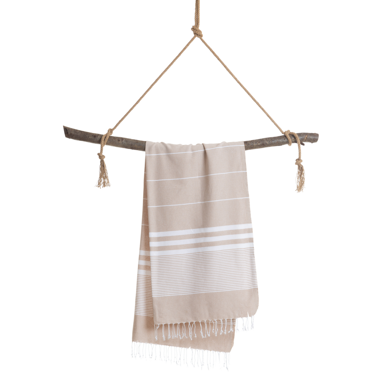 HANDDOEK TO GO MALIBU Katoenen strandlaken 180x100 cm | Lichtgewicht sneldrogend | Beige | met geschenkdoos