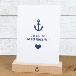 Maritime postcard "At home is where the anchor falls" from recycled paper