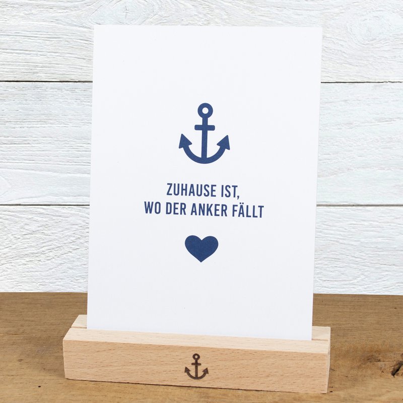 Maritime postcard "At home is where the anchor falls" from recycled paper