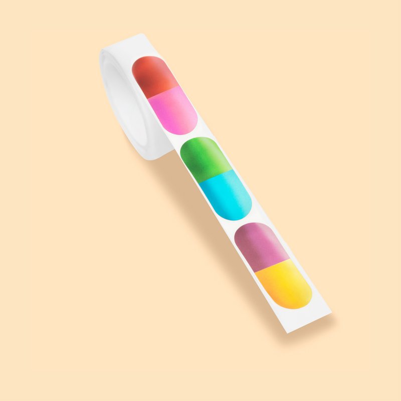 Stickers on a roll - Pill - PET material