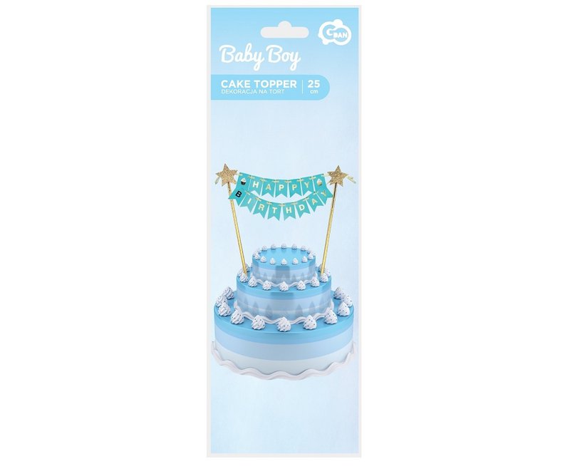 Cake Topper - Happy Birthday - Flaggen - Blau